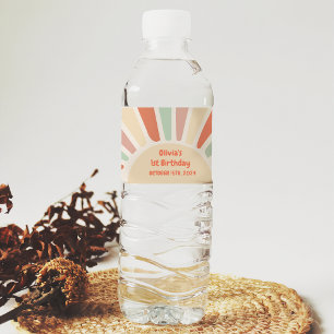 Sunshine Retro Rainbow Birthday Party Wasserflaschenetikett