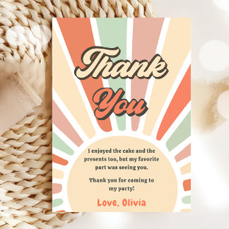 Sunshine Retro Rainbow Geburtstag Danke Karte