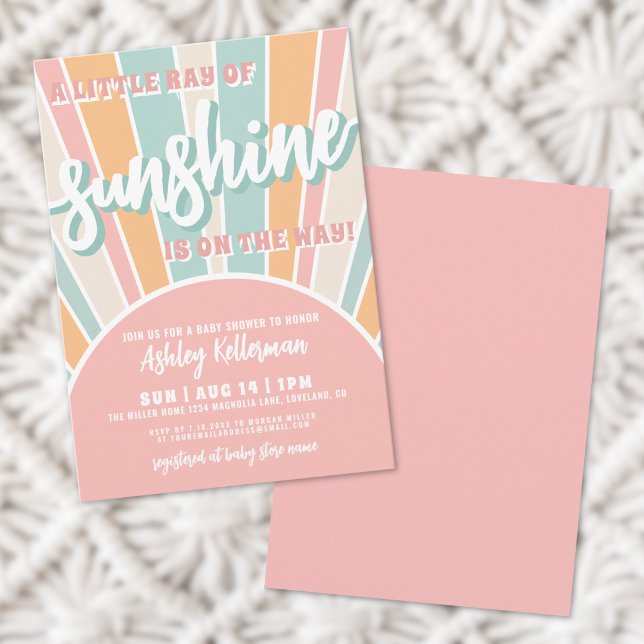 Sunshine Retro Sun Baby Dusche Einladung (Sunshine Retro Sun Baby Shower Invitation)