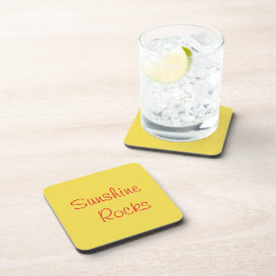 "Sunshine Rocks" Phrase Gelber Hintergrund Getränkeuntersetzer