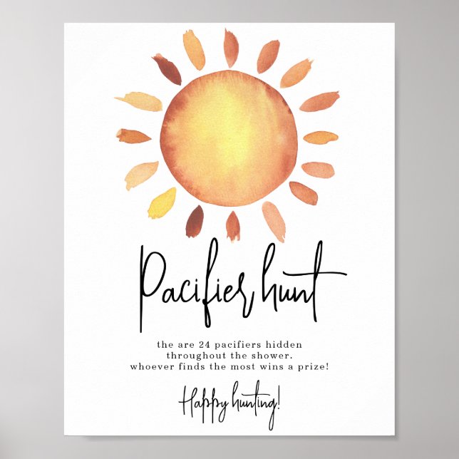 Sunshine Schnuller Jagdspiel Babydusche Poster (Vorne)