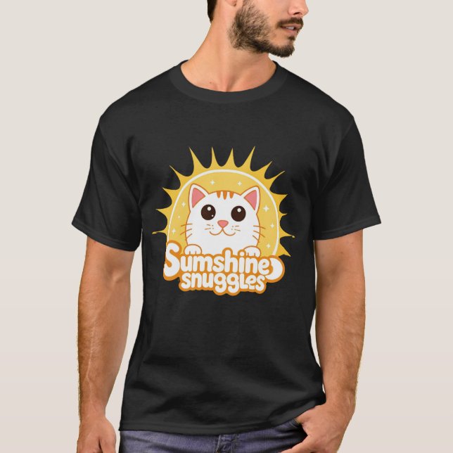 "Sunshine Snuggles" Schwarzer T - Shirt (Vorderseite)