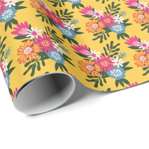 Sunshine Soiree   Gelb gespielt floral Geschenkpapier