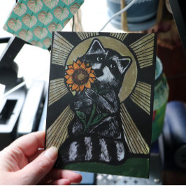 Sunshine Sonnenblume Raccoon Postkarte