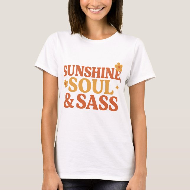 Sunshine Soul & Sass Retro 70er-Inspiriert fett-Zi T-Shirt (Vorderseite)