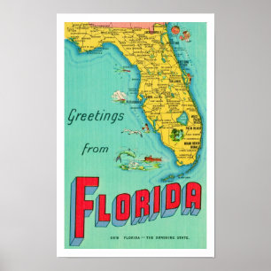 Sunshine Staat Florida 11x17 Karte Poster