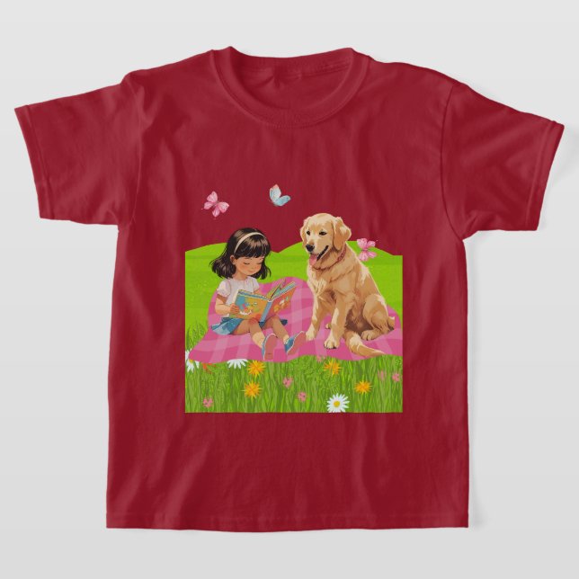 Sunshine & Storytime – Girl and Her Dog T-Shirt (Ablage )