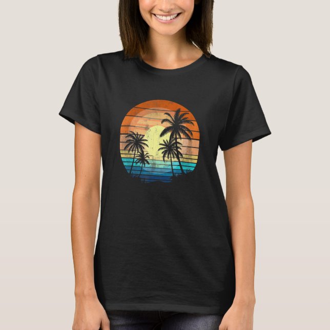 Sunshine Summer Vibes Palm Trees Beach Retro Tropi T-Shirt (Vorderseite)