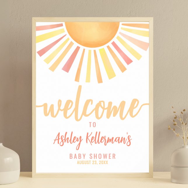 Sunshine Sun Baby Dusche Begrüßungszeichen Poster (Sunshine Sun Baby Shower Welcome Sign)