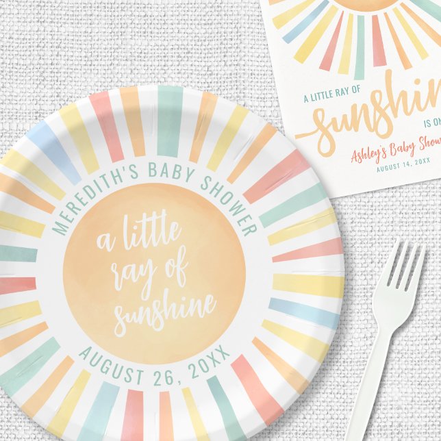 Sunshine Sun Baby Dusche Pappteller (Sunshine Pink Sun Baby Shower Paper Plates)