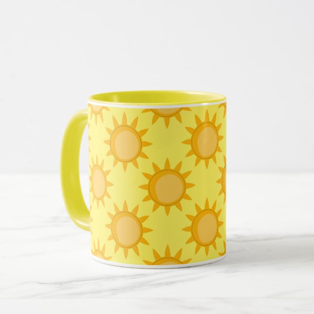 Sunshine Sun Pattern Design On Yellow  Tasse (Vorderseite Links)