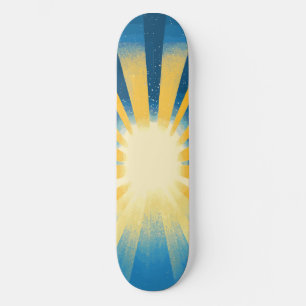 Sunshine Sunrise Retro 70er Boho Blue Yellow Skateboard