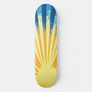 Sunshine Sunset Retro 70er Boho Blue Yellow Skateboard