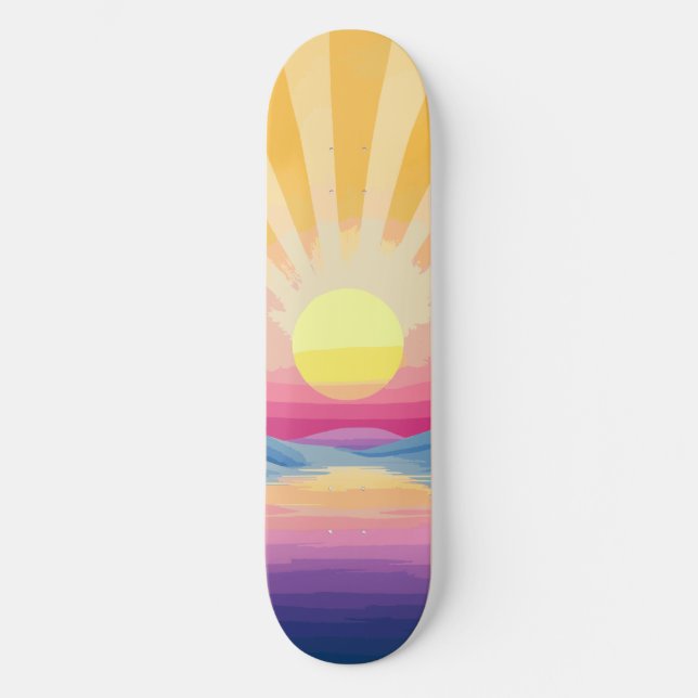 Sunshine Sunset Retro 70er Boho Skateboard (Vorderseite)