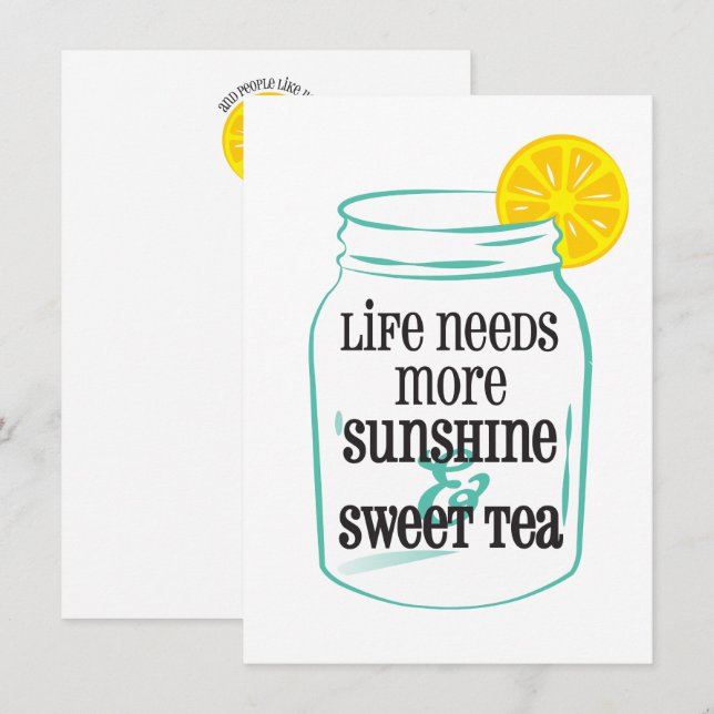 Sunshine Sweet Tea Süd Mason Jar Lemon Aquamarin Dankeskarte (Vorne/Hinten)