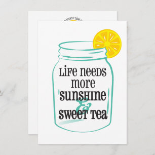 Sunshine Sweet Tea Süd Mason Jar Lemon Aquamarin Dankeskarte