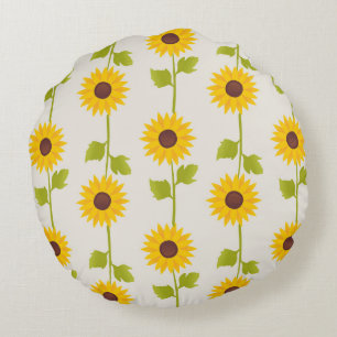 Sunshine Symphonie: Eine gelbe Sonnenblumenpille Rundes Kissen