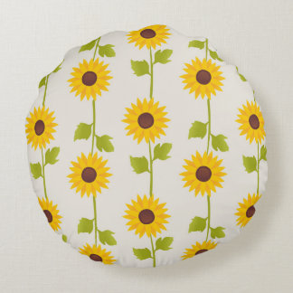 Sunshine Symphonie: Eine gelbe Sonnenblumenpille Rundes Kissen