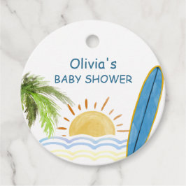 Sunshine Tropical Surfing Baby Dusche Geschenkanhänger