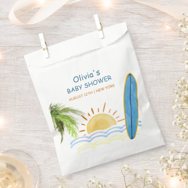 Sunshine Tropical Surfing Baby Dusche Geschenktütchen (Ausgeschnitten)