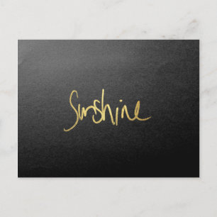 "Sunshine" Typografie in Imitaten, die in Gold ges Postkarte