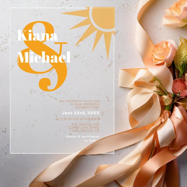 Sunshine Typografy Wedding Marigold ID1048 Acryleinladungen (Von Creator hochgeladen)