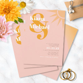 Sunshine Typografy Wedding Pink Peach ID1048 Einladung