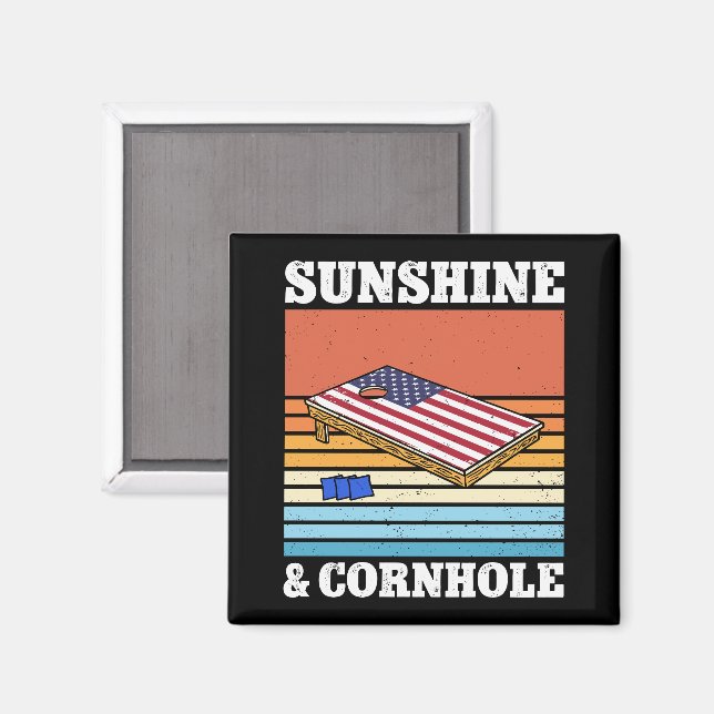 Sunshine und Cornhole Game Hobby Retro Geschenk Fu Magnet (Vorderseite/Rückseite)