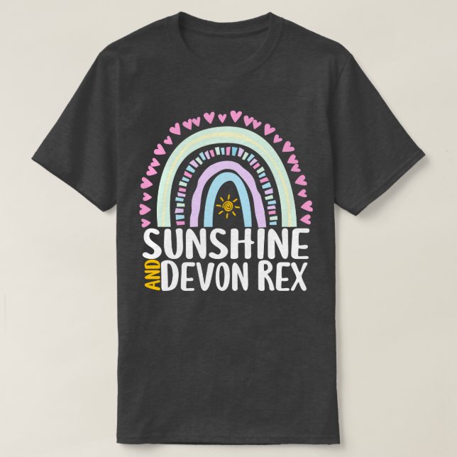 Sunshine und Devon Rex Niedliches Regenbogengesche T-Shirt (Design vorne)