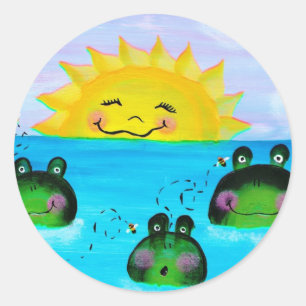 SUNSHINE und Froschsticker Runder Aufkleber