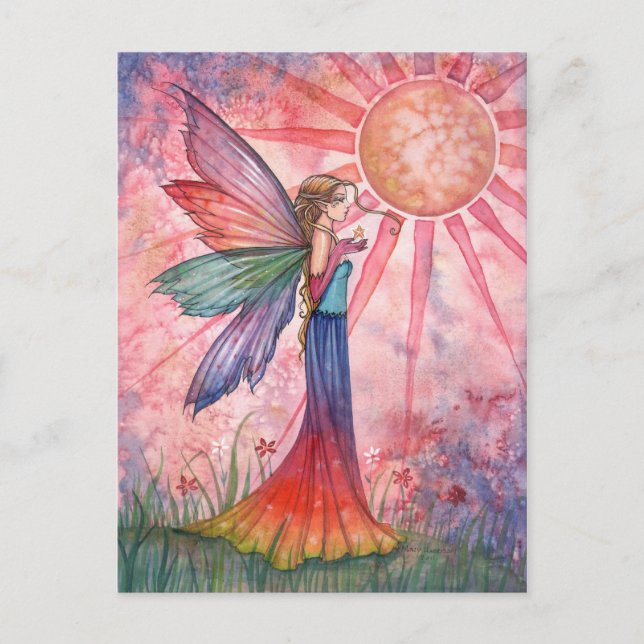Sunshine und Regenbogen Fairy Postkarte (Vorderseite)
