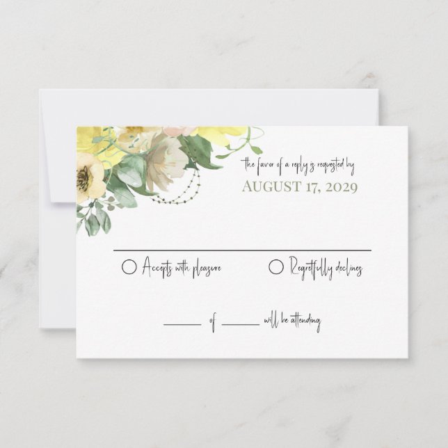 Sunshine und Rose Hochzeitsantwort Einladung (Vorderseite)