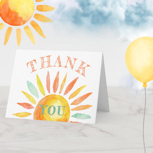 Sunshine Watercolor Sun Summer Danke Falten Card