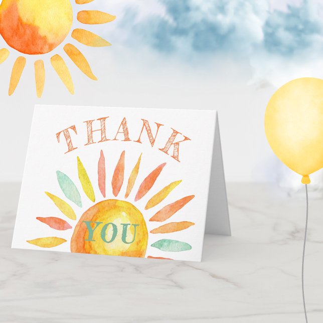 Sunshine Watercolor Sun Summer Danke Falten Card (Von Creator hochgeladen)