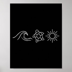 Sunshine Waves Schildkröten Hawaii Beach Sommerurl Poster