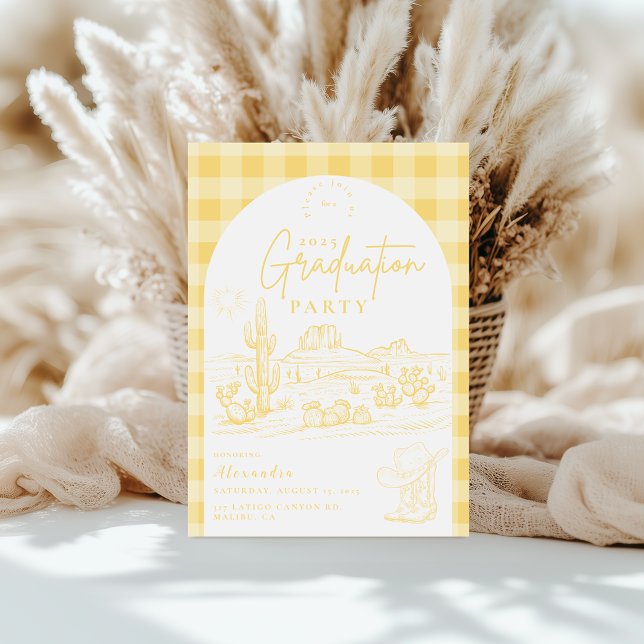 Sunshine Yellow Cowgirl Graduation Party Einladung (Von Creator hochgeladen)