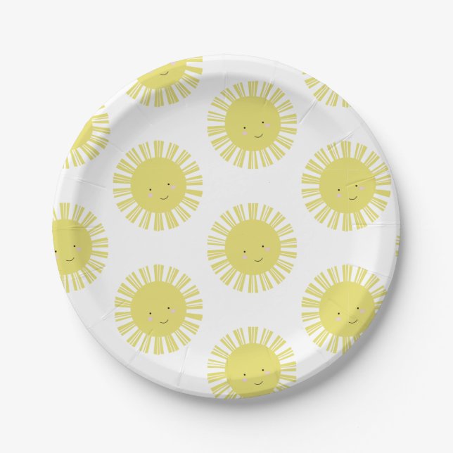 Sunshine Yellow Sun Birthday Baby Dusche Party Pappteller (Vorderseite)