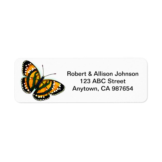Sunshine Yellow Tropical Butterfly Address Labels (Vorne)
