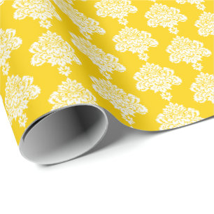 Sunshine Yellow Weißes Damaskop-Papier Geschenkpapier