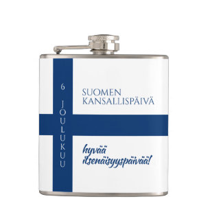 Suomen Kansallispäivä Flag zum Finnischen National Flachmann