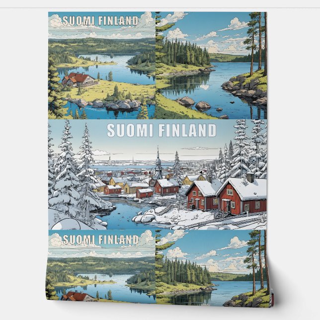 Suomi Finland Nature Illustrations Tapete (Abrollen)