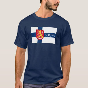 Suomi-Flagge mit überlagerten Wappen T-Shirt