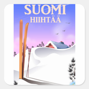 Suomi Hiihtää (Finnland zum Skifahren) Quadratischer Aufkleber