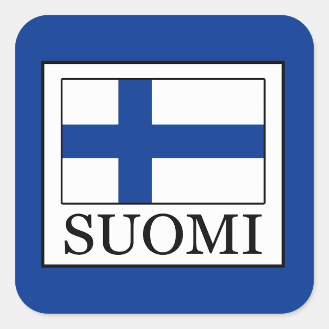 Suomi Quadratischer Aufkleber (Vorderseite)