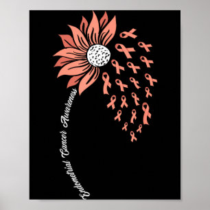 Suower Peach Ribbon Unterstützt Gebärmutterkrebs Poster