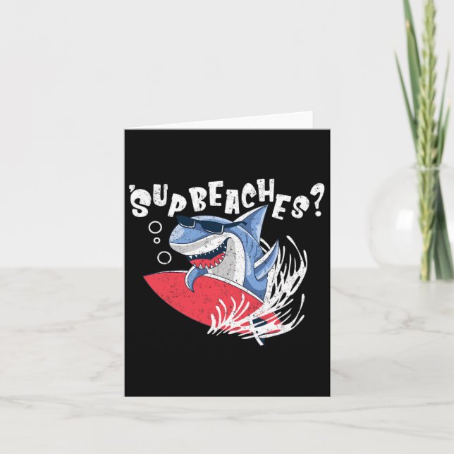 Sup Beaches Funny Shark Summer Beach Lover Meme Va Karte (Vorderseite)