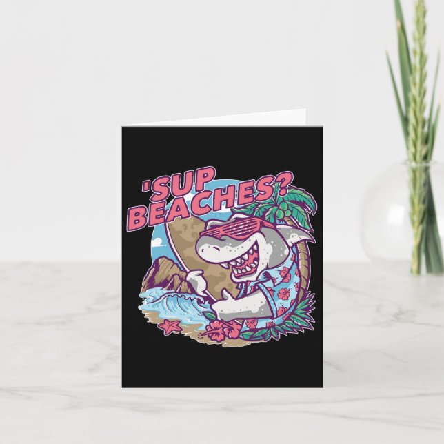 Sup Beaches Funny Shark Summer Beach Lover Meme Va Karte (Vorderseite)