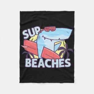 Sup Beaches Retro Surfen Haifisch Meerestiere Somm Fleecedecke