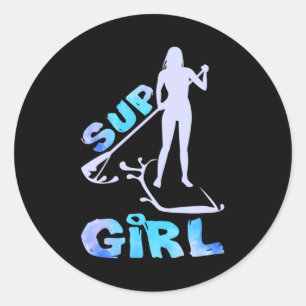 SUP Girl SUP Paddle Board Runder Aufkleber