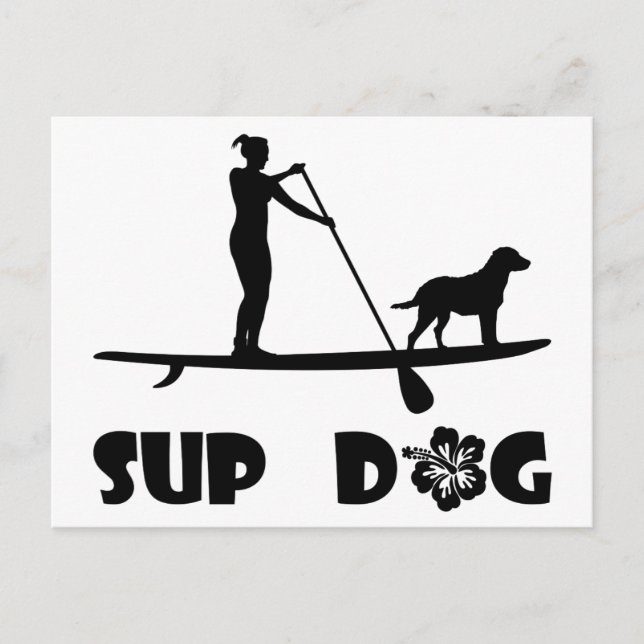 SUP Hund Stehend Postkarte (Vorderseite)